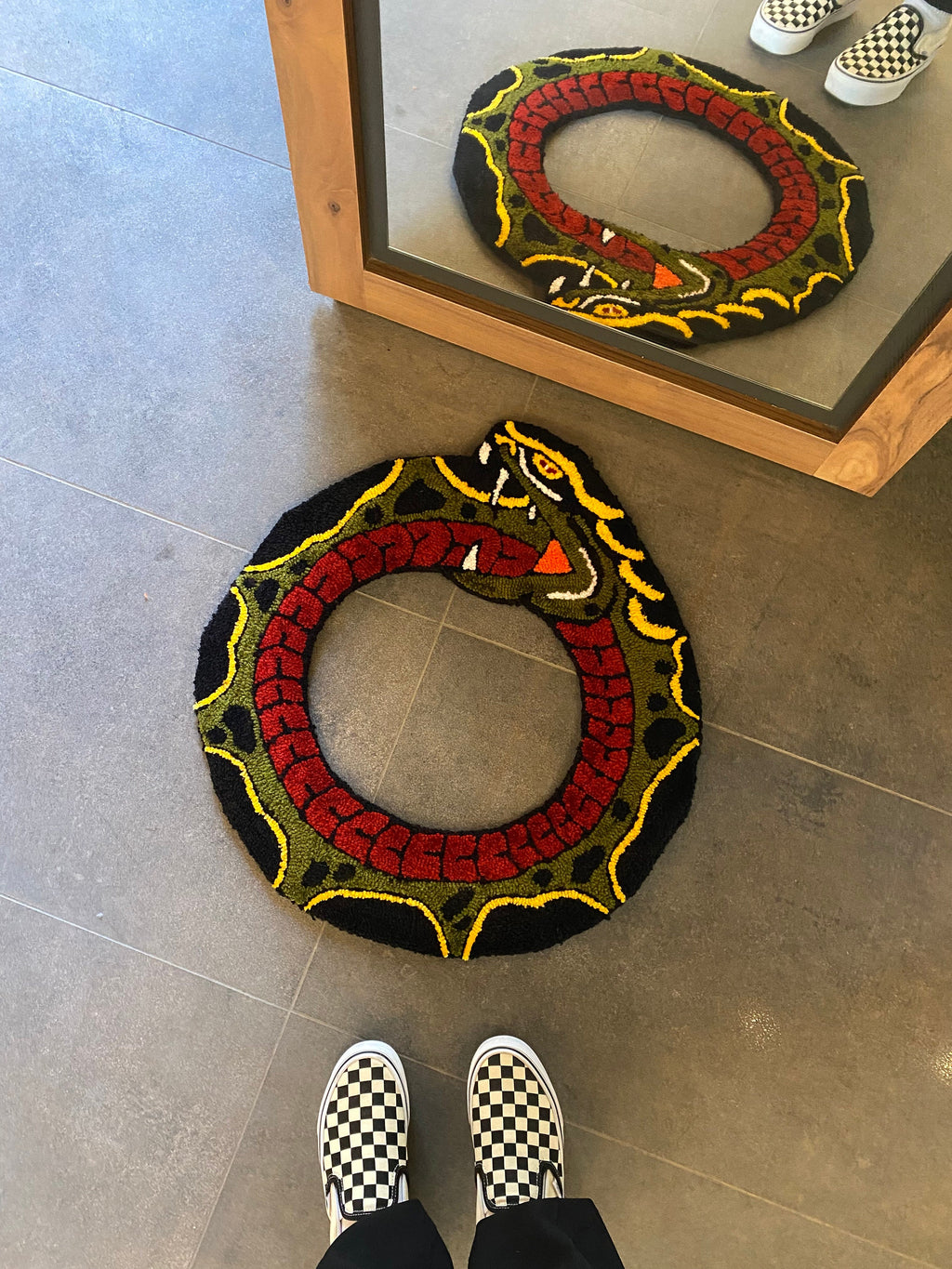 OrnnWorks Ouroboros Handmade Snake Tufted Rug 60x60cm Acrylic