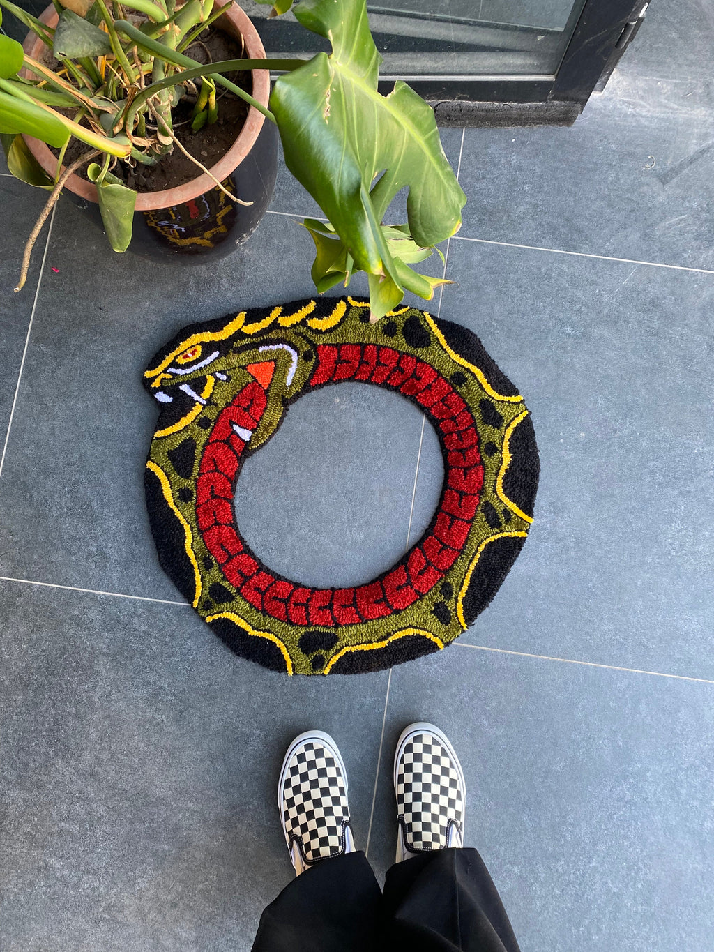 OrnnWorks Ouroboros Handmade Snake Tufted Rug 60x60cm Acrylic