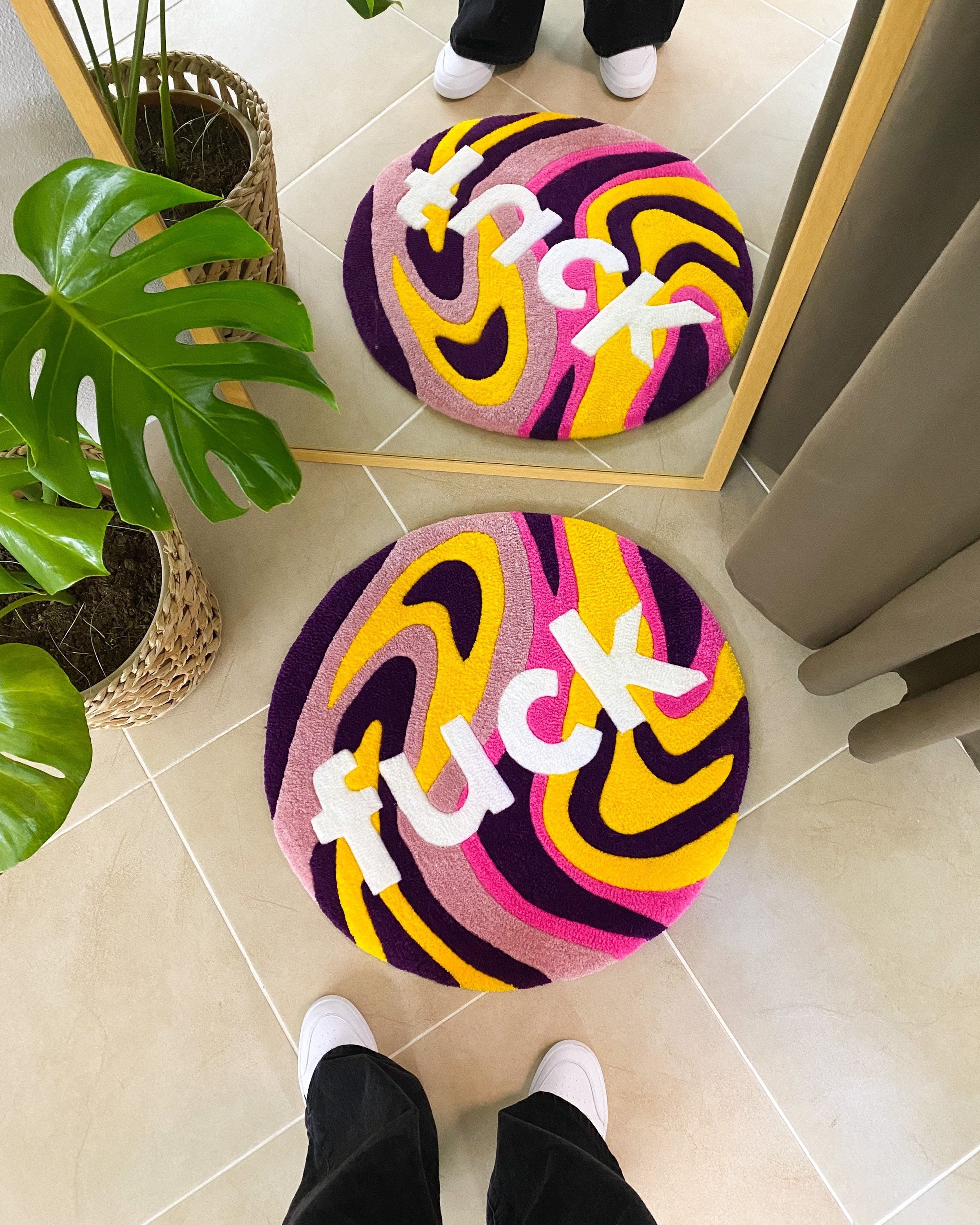 LargoModern Fuck Colorful Handmade Tufted Rug Soft Fluffy