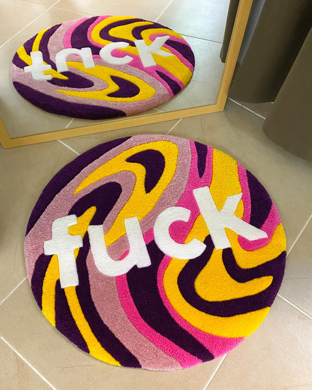 LargoModern Fuck Colorful Handmade Tufted Rug Soft Fluffy