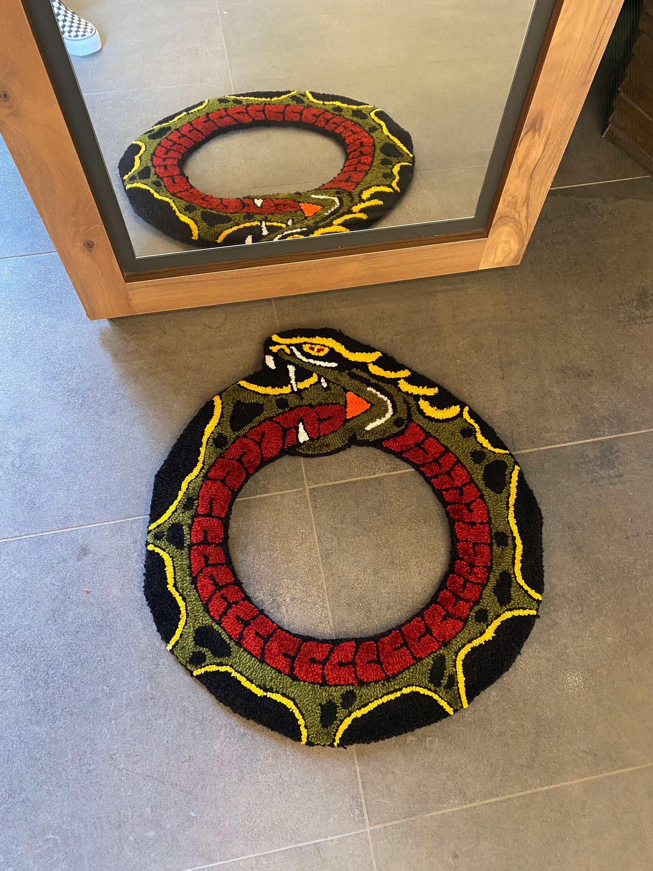 OrnnWorks Ouroboros Handmade Snake Tufted Rug 60x60cm Acrylic