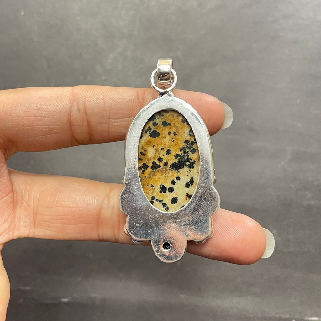 EkkJewels Dalmatian Jasper 925 Sterling Silver Pendant Necklace Handmade