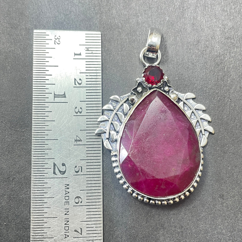 Handmade Ruby 925 Sterling Silver Pendant, Christmas Gift