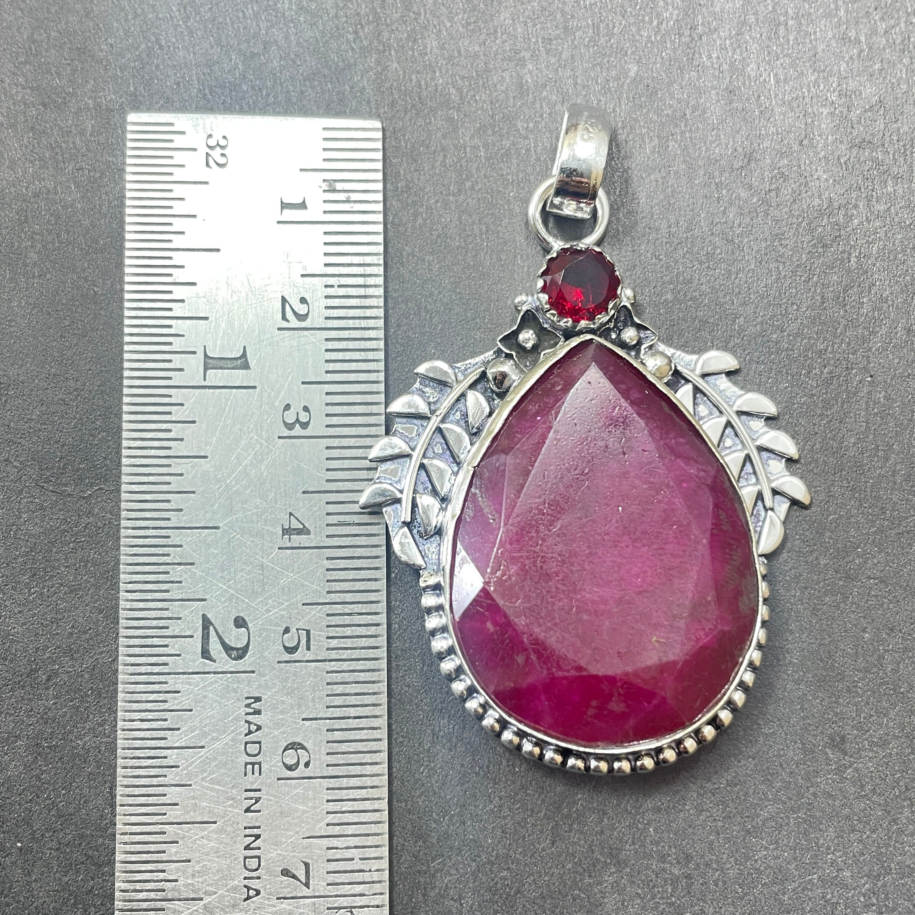 Handmade Ruby 925 Sterling Silver Pendant, Christmas Gift