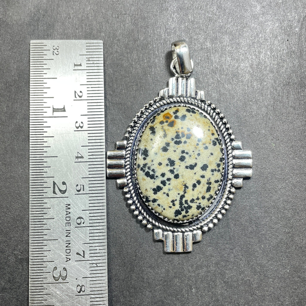 Dalmatian Jasper 925 Sterling Silver Pendant Necklace