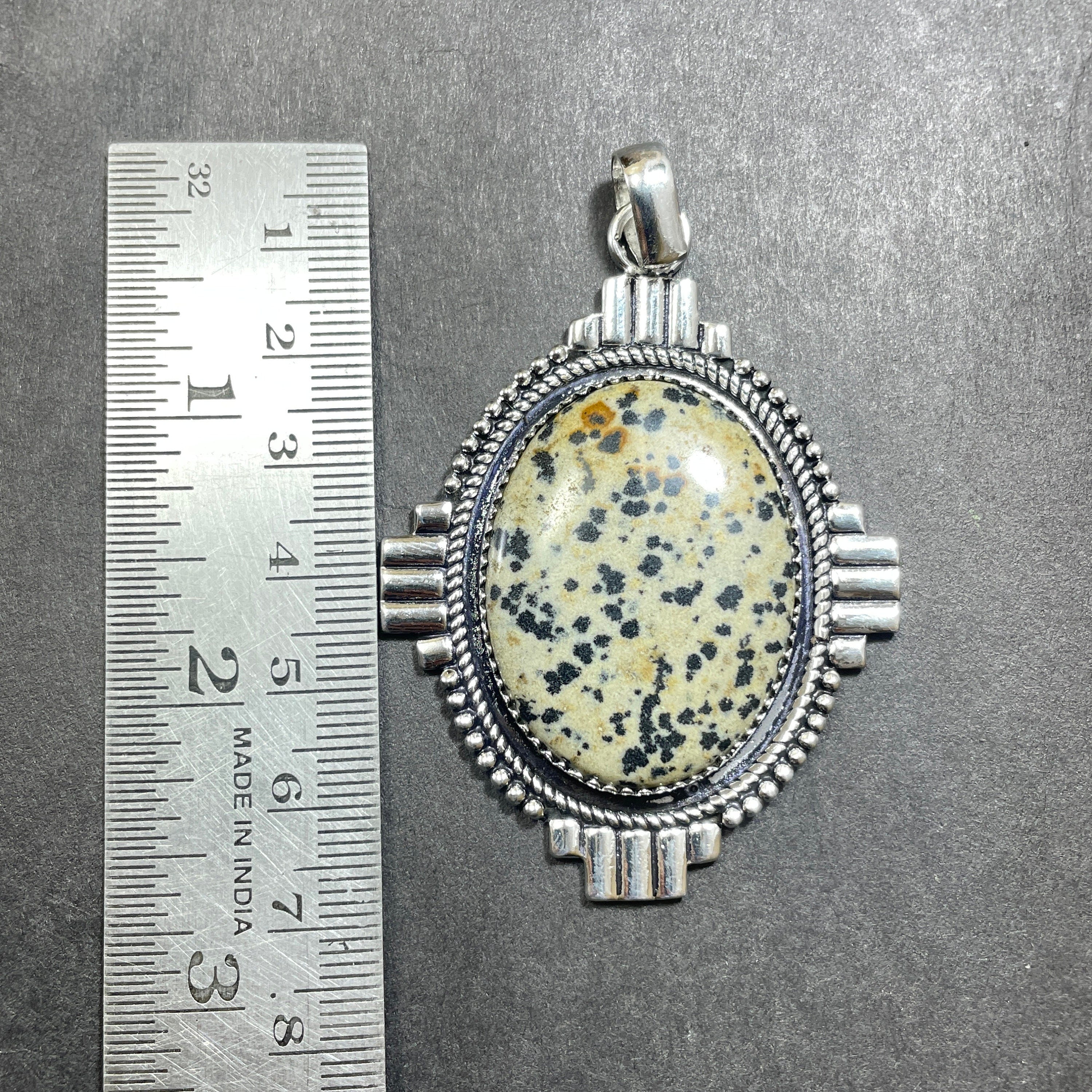 Dalmatian Jasper 925 Sterling Silver Pendant Necklace