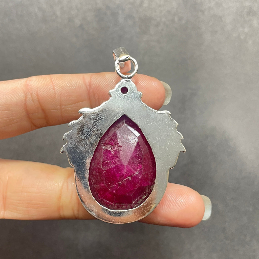 Handmade Ruby 925 Sterling Silver Pendant, Christmas Gift