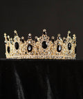 Royal King Black Rhinestone Men's Crown for Wedding Costume Cosplay