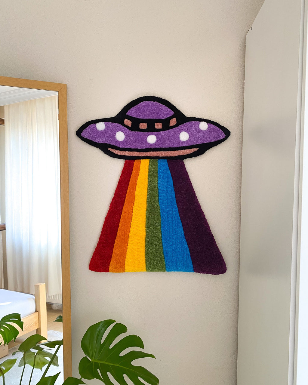 Rainbow UFO Hand Tufted Rug Soft Plush Custom Design