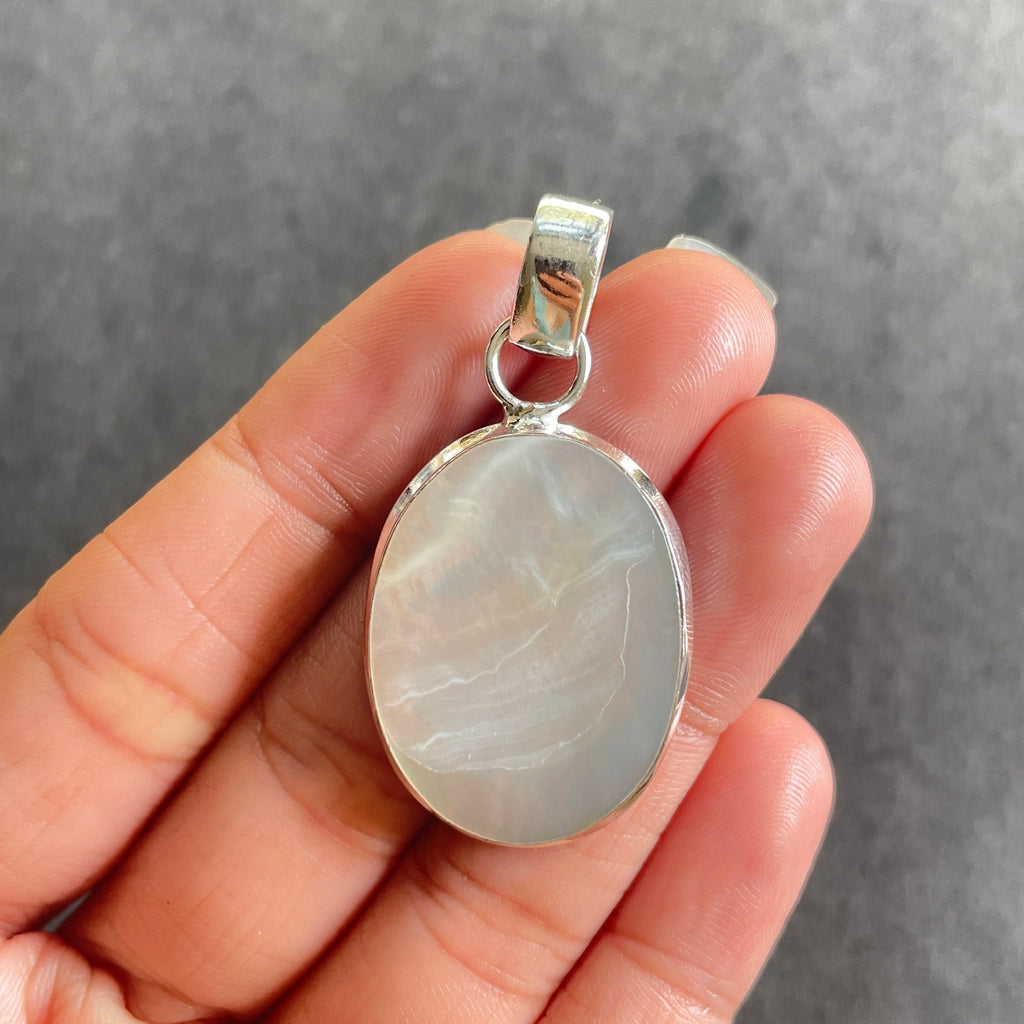 EkkJewels Mother of Pearl Pendant Necklace 925 Sterling Silver Natural Gemstone