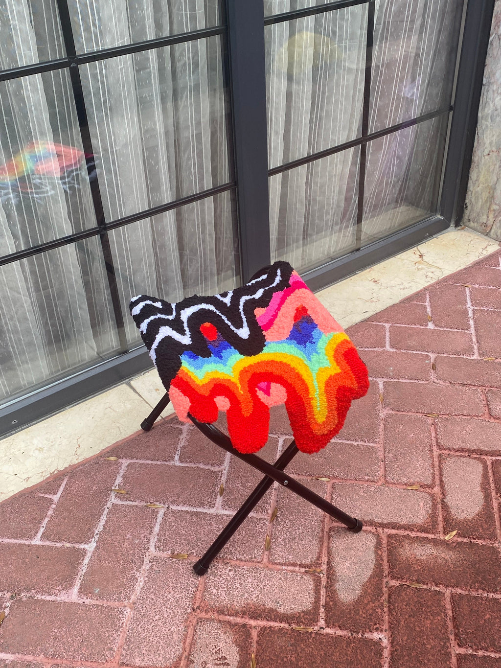 OrnnWorks Psychedelic Lsd Fluid Tufted Ottoman Stool Rug