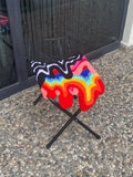 OrnnWorks Psychedelic Fluid Tufted Ottoman Stool 17in Rainbow