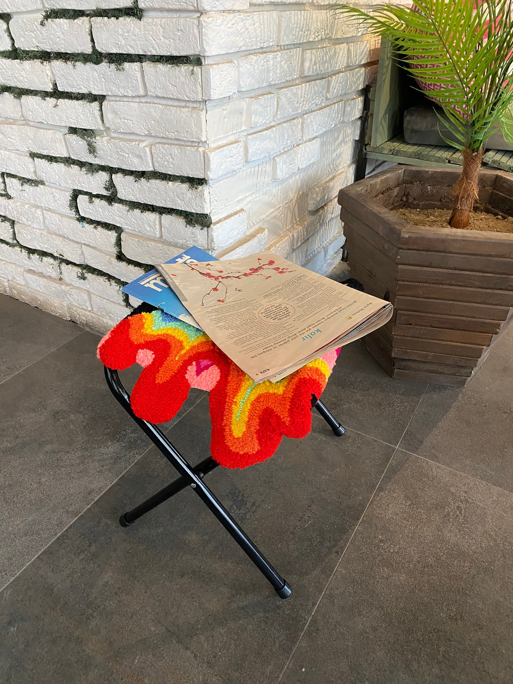 OrnnWorks Psychedelic Lsd Fluid Tufted Ottoman Stool Rug