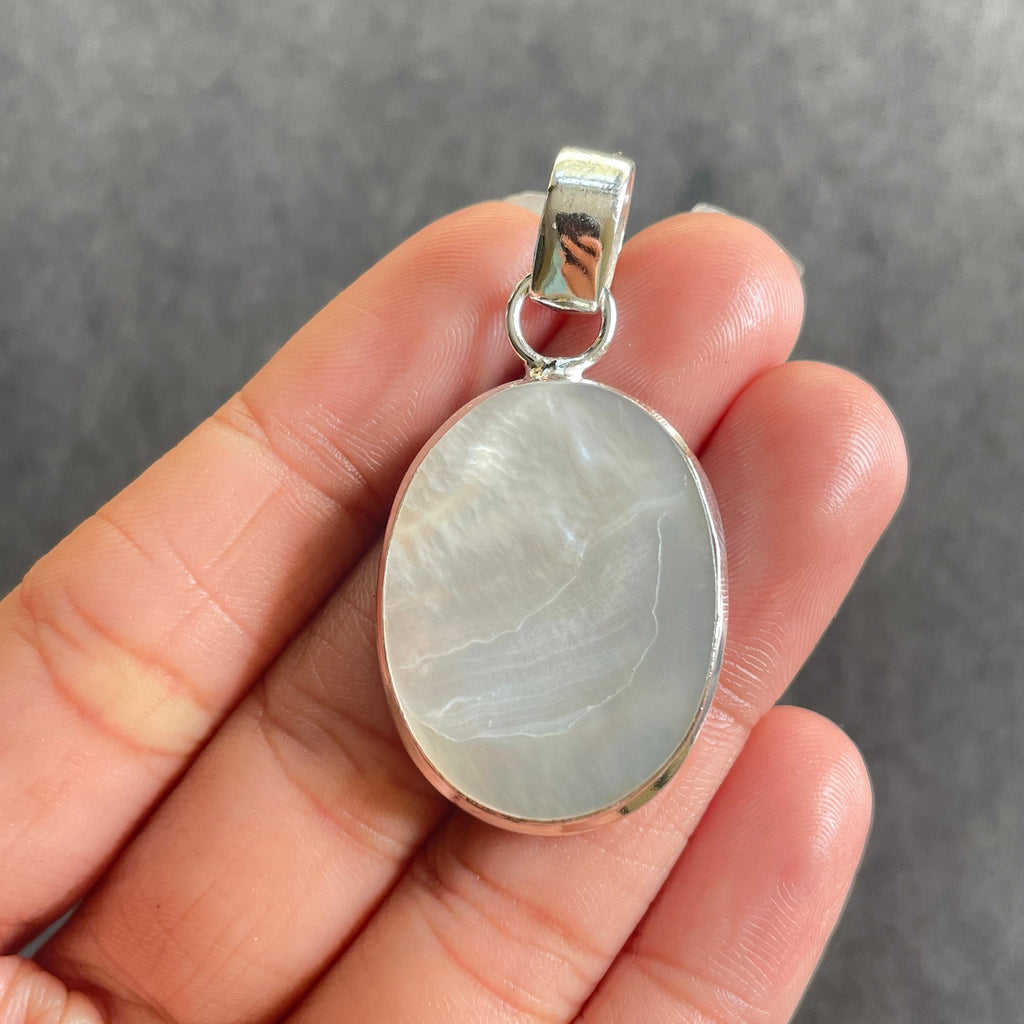 EkkJewels Mother of Pearl Pendant Necklace Handmade 925 Sterling Silver