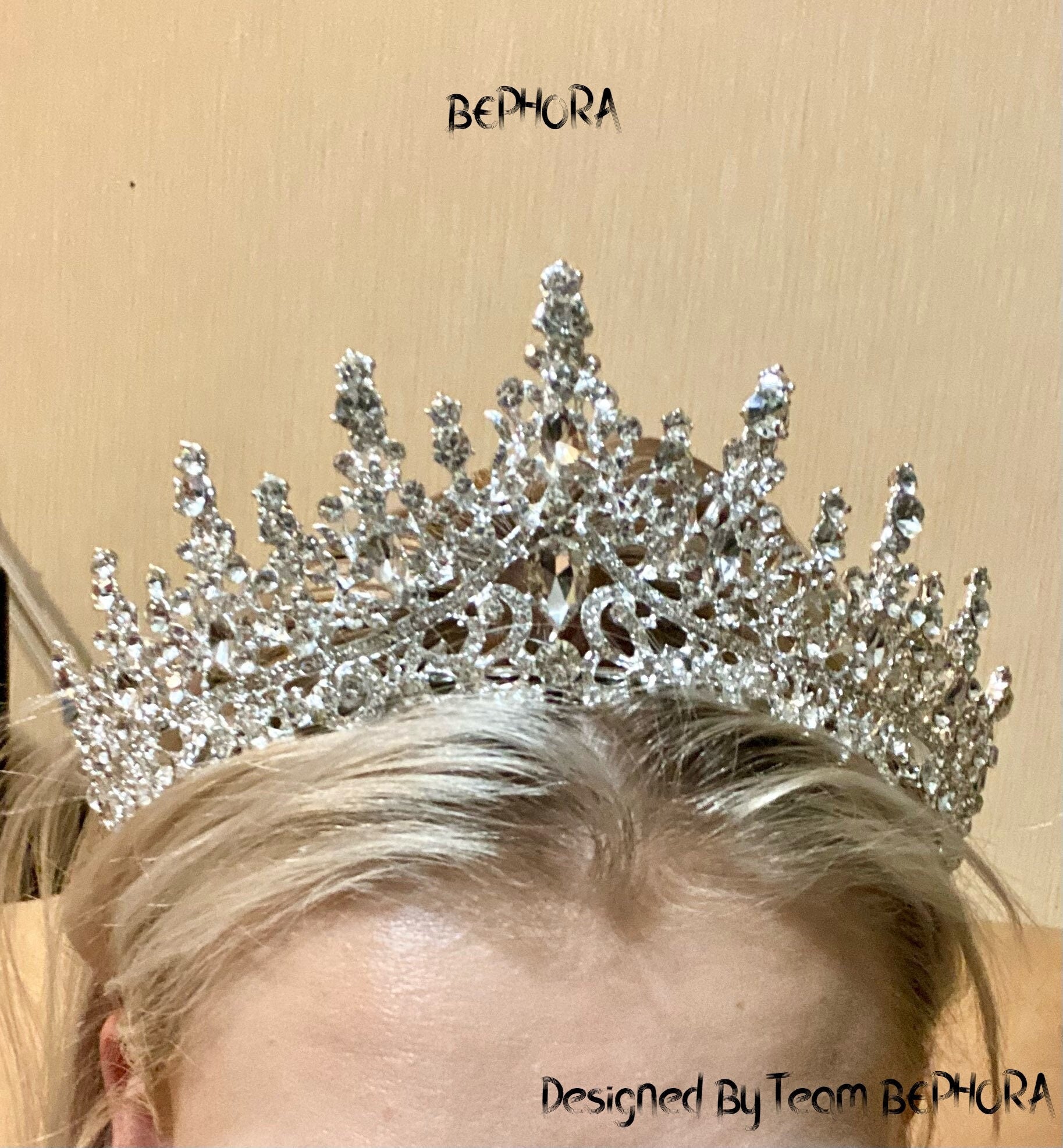 BePhoraStore Handmade Crystal Wedding Crown Silver Bridal Tiara Headpiece