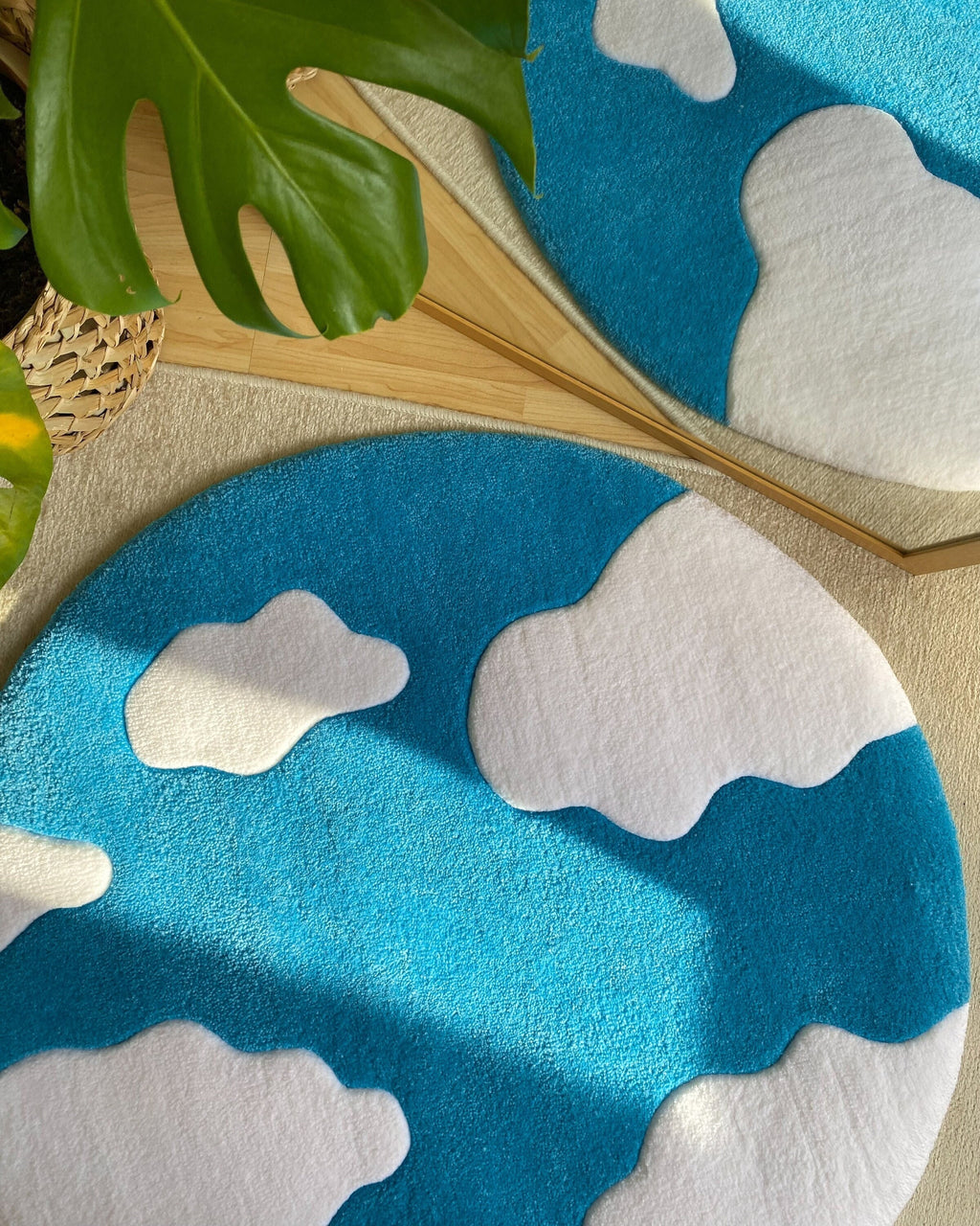 LargoModern Sky Tufted Rug Round Cloud Design Handmade Soft