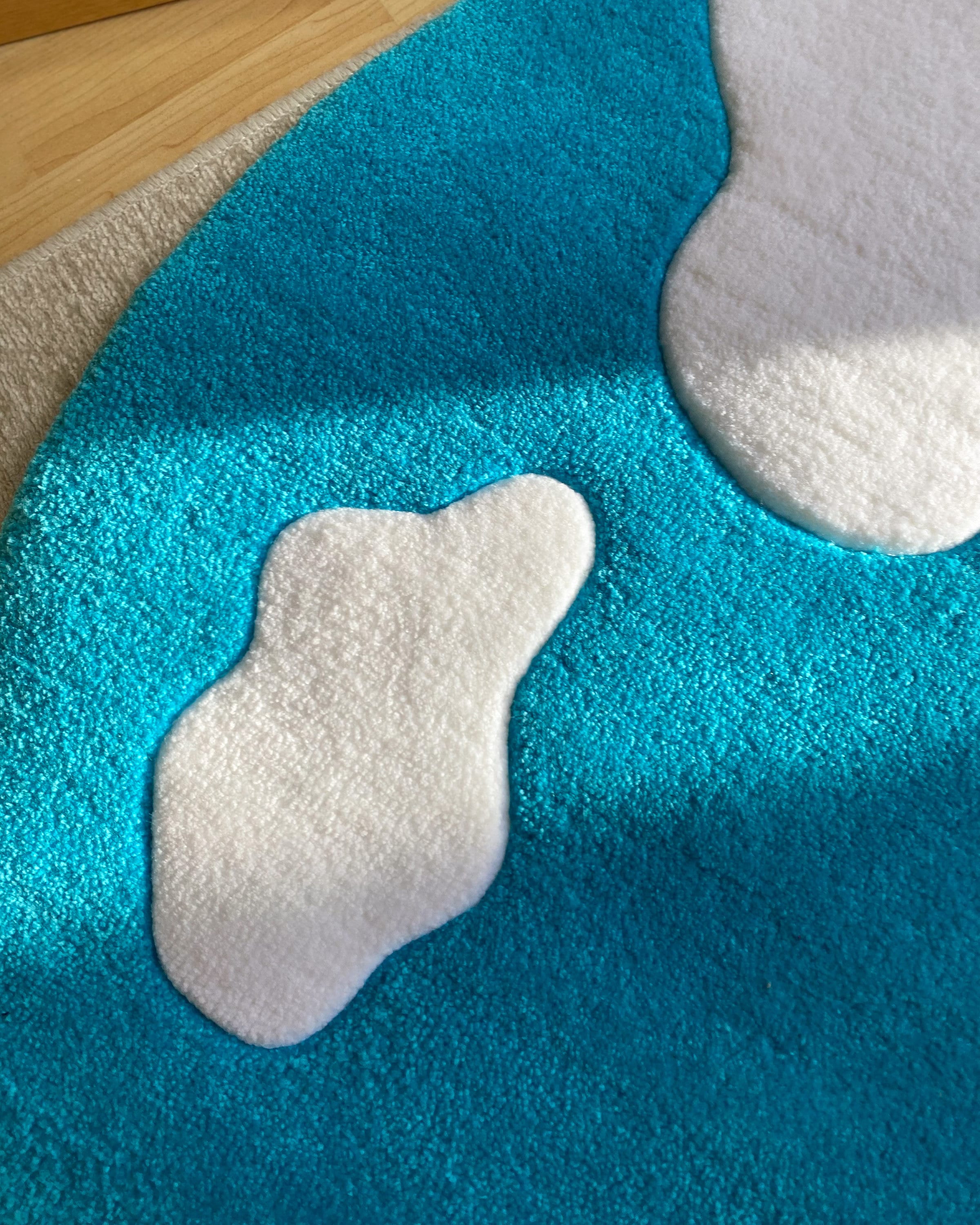 LargoModern Sky Tufted Rug Round Cloud Design Handmade Soft