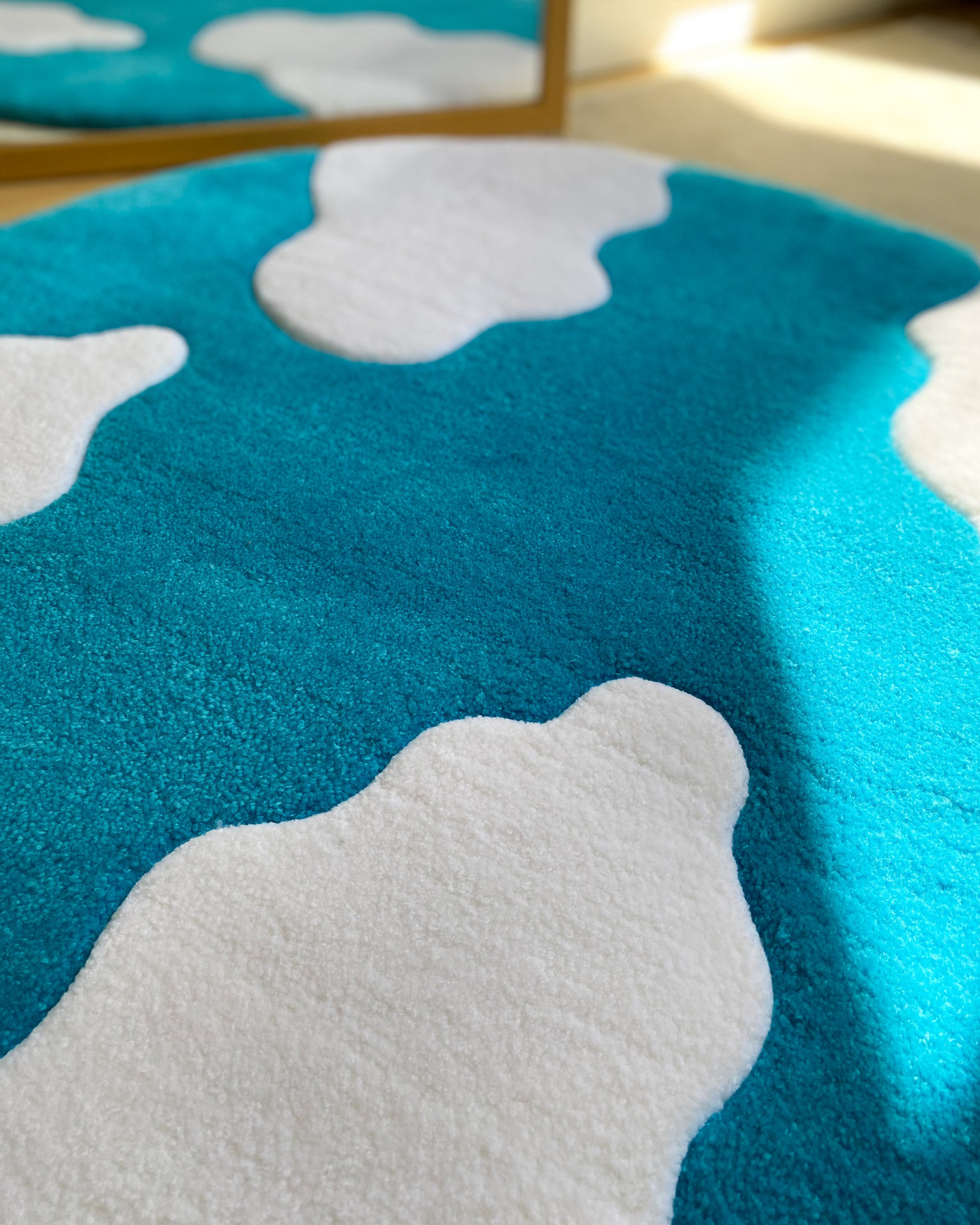 LargoModern Sky Tufted Rug Round Cloud Design Handmade Soft