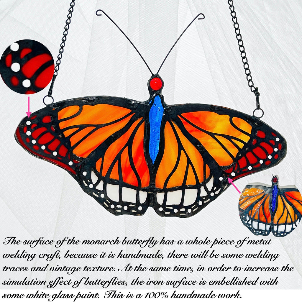 RainLine Monarch Butterfly Stained Glass Window Hanging Suncatcher