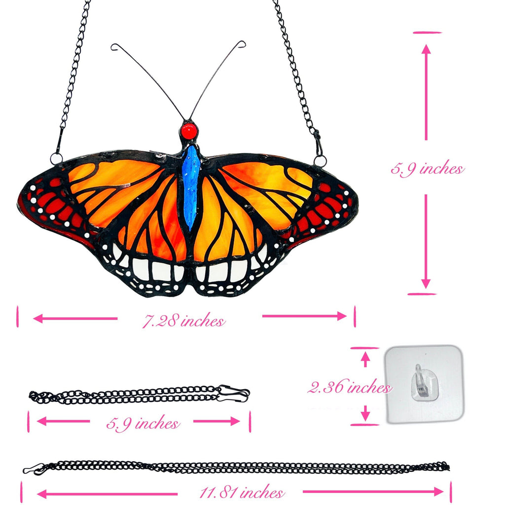 RainLine Monarch Butterfly Stained Glass Window Hanging Suncatcher