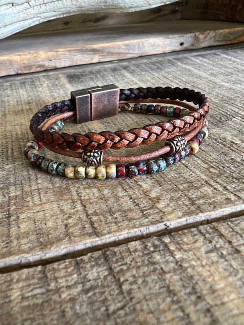 BohoWrapFrancesca Earthy Boho Wrap Bracelet Urban Hippie Jewelry Magnetic Clasp