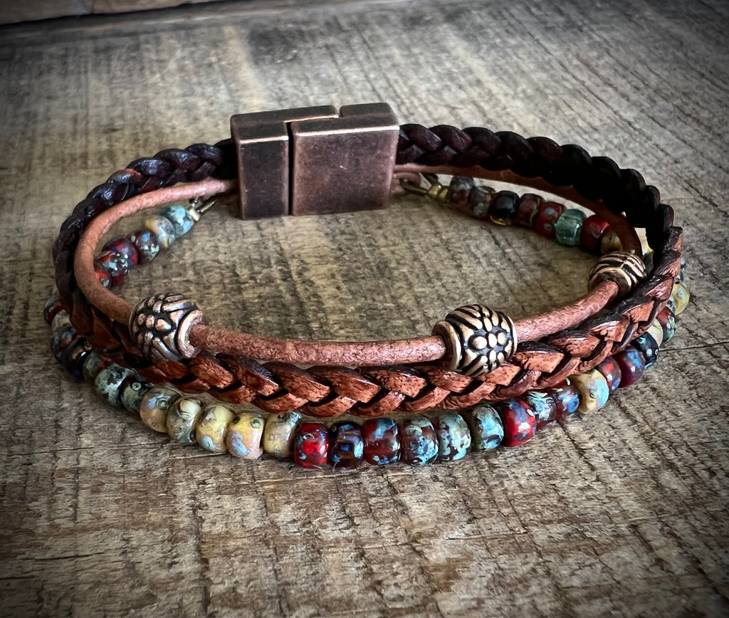BohoWrapFrancesca Earthy Boho Wrap Bracelet Urban Hippie Jewelry Magnetic Clasp