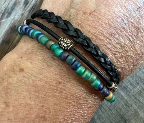 Earthy Boho Wrap Bracelet, Urban Hippie Jewelry, Easy Wrap Magnetic Clasp