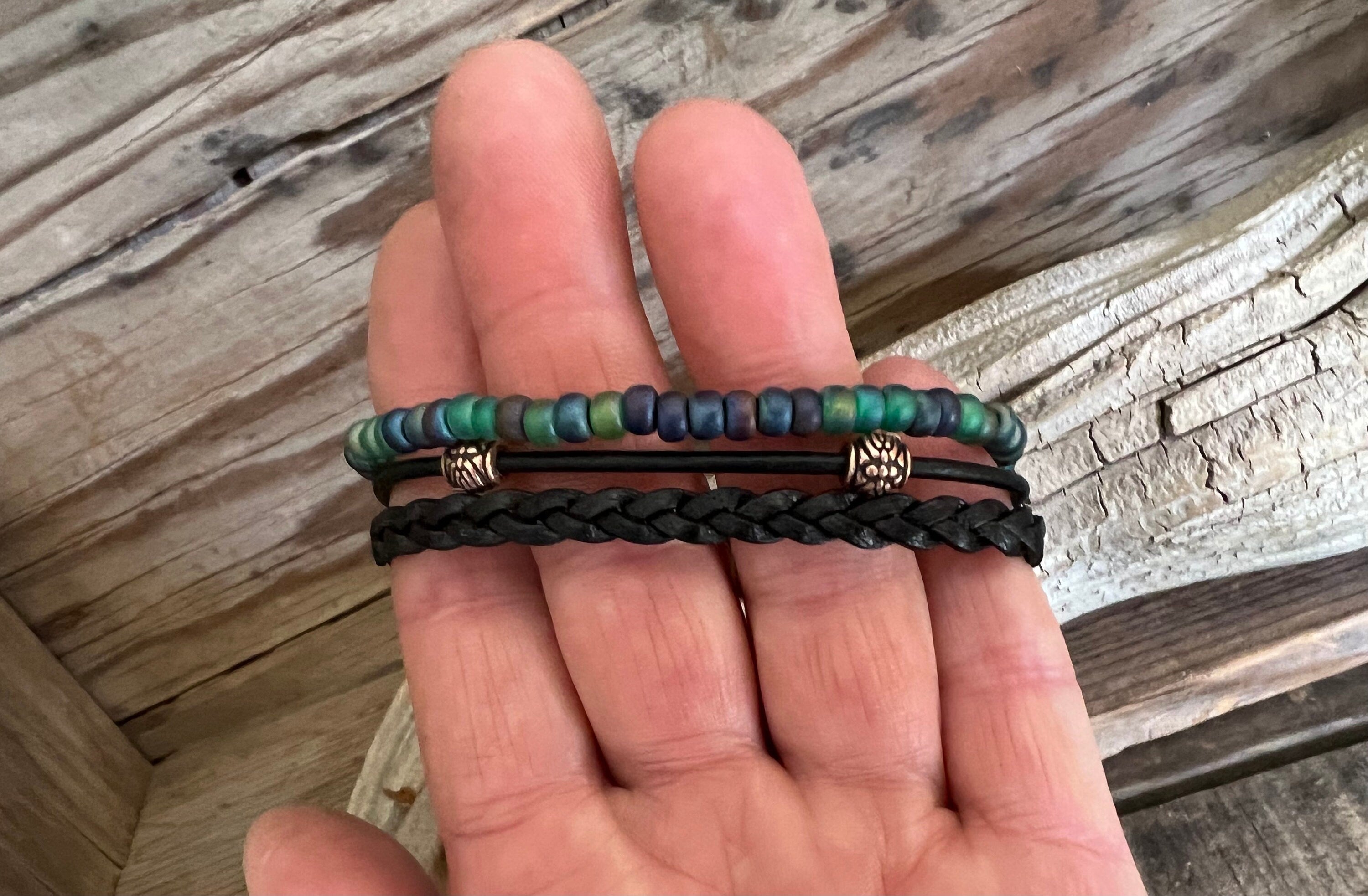 Earthy Boho Wrap Bracelet, Urban Hippie Jewelry, Easy Wrap Magnetic Clasp