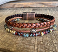 Earthy Boho Wrap Bracelet, Urban Hippie Jewelry, Easy Wrap Magnetic Clasp