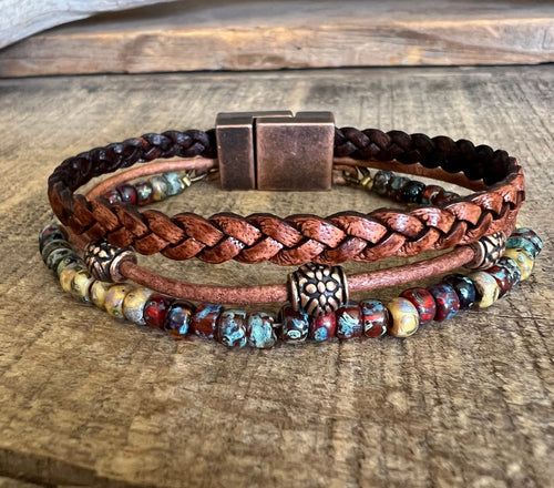 BohoWrapFrancesca Earthy Boho Wrap Bracelet Urban Hippie Jewelry Magnetic Clasp