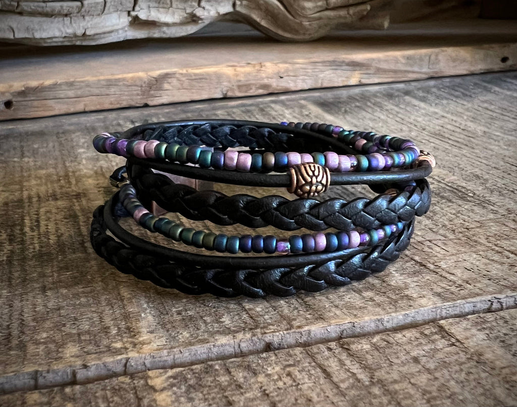 BohoWrapFrancesca Artisan Leather Wrap Bracelet Multi Layered Wanderlust