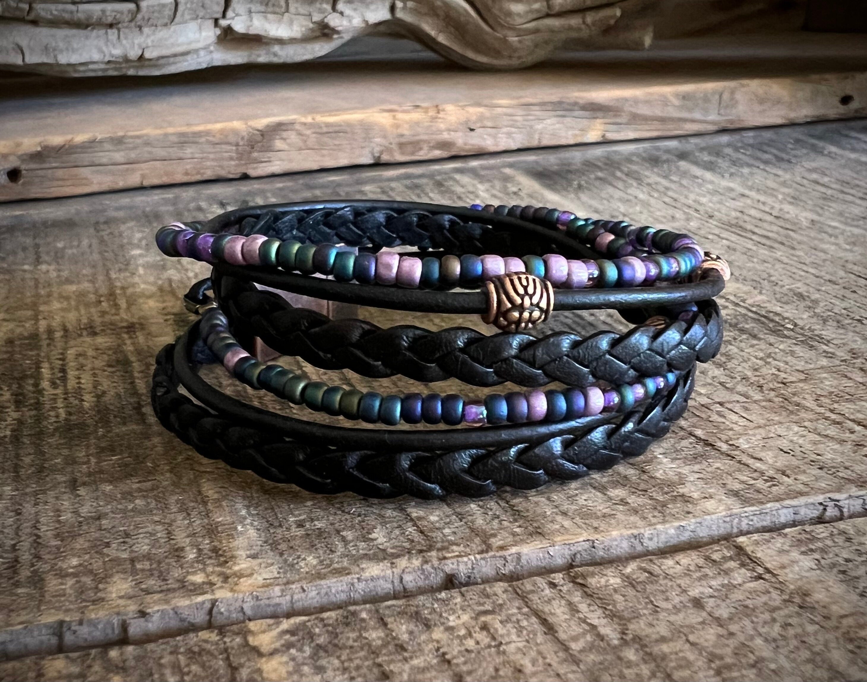 BohoWrapFrancesca Artisan Leather Wrap Bracelet Multi Layered Wanderlust