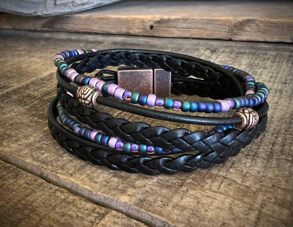 BohoWrapFrancesca Artisan Leather Wrap Bracelet Multi Layered Wanderlust