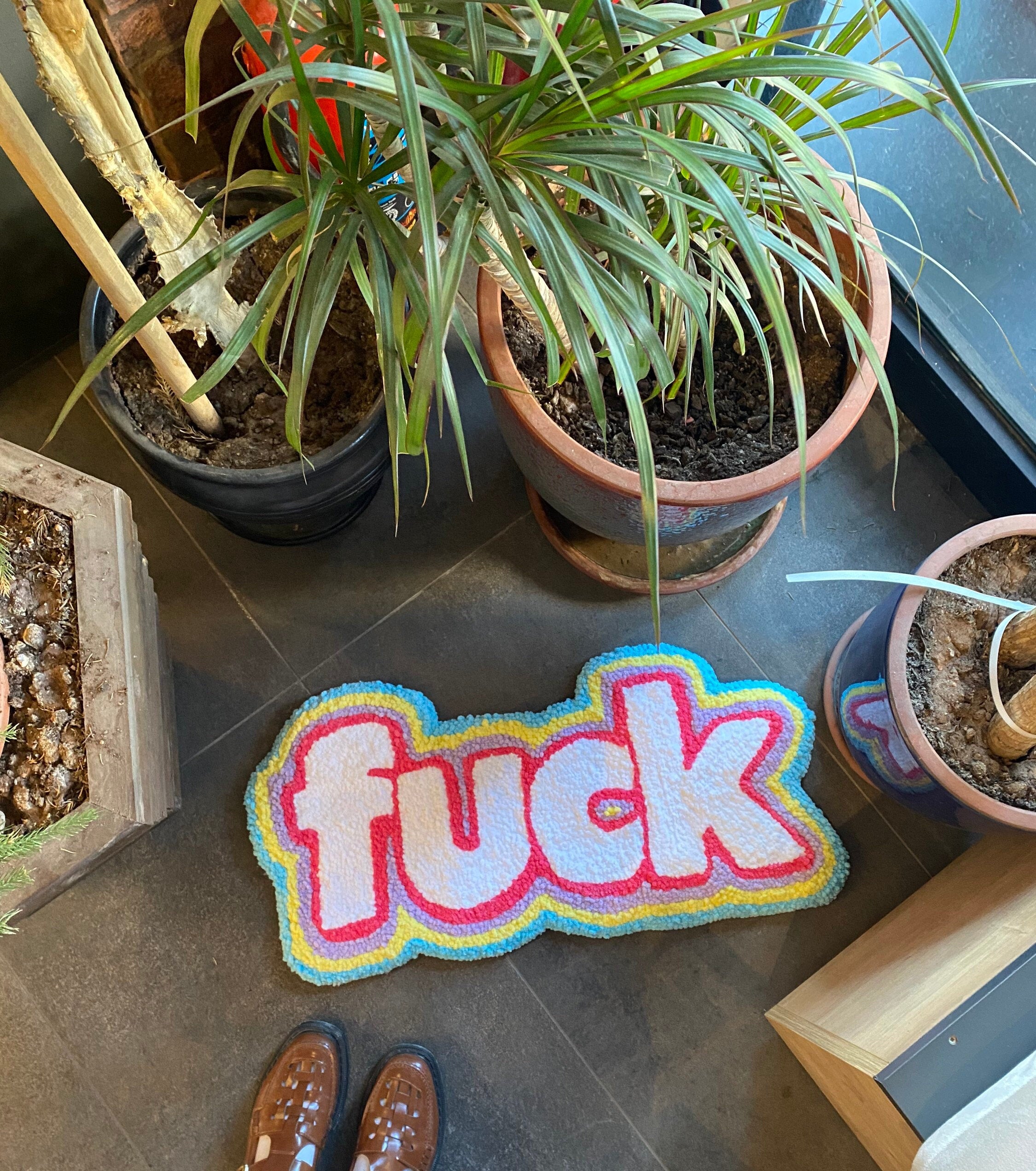 OrnnWorks F*ck Colorful Tufted Rug Handmade Multicolor