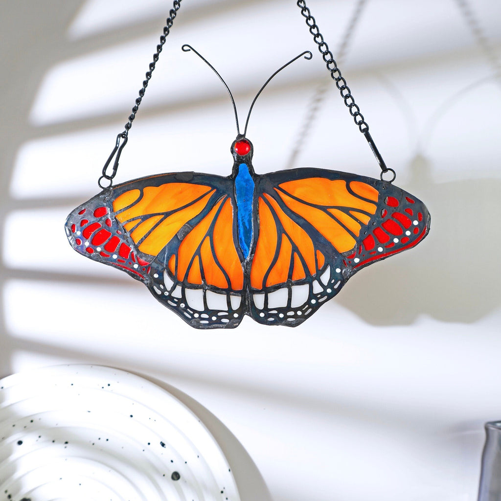 RainLine Monarch Butterfly Stained Glass Window Hanging Suncatcher