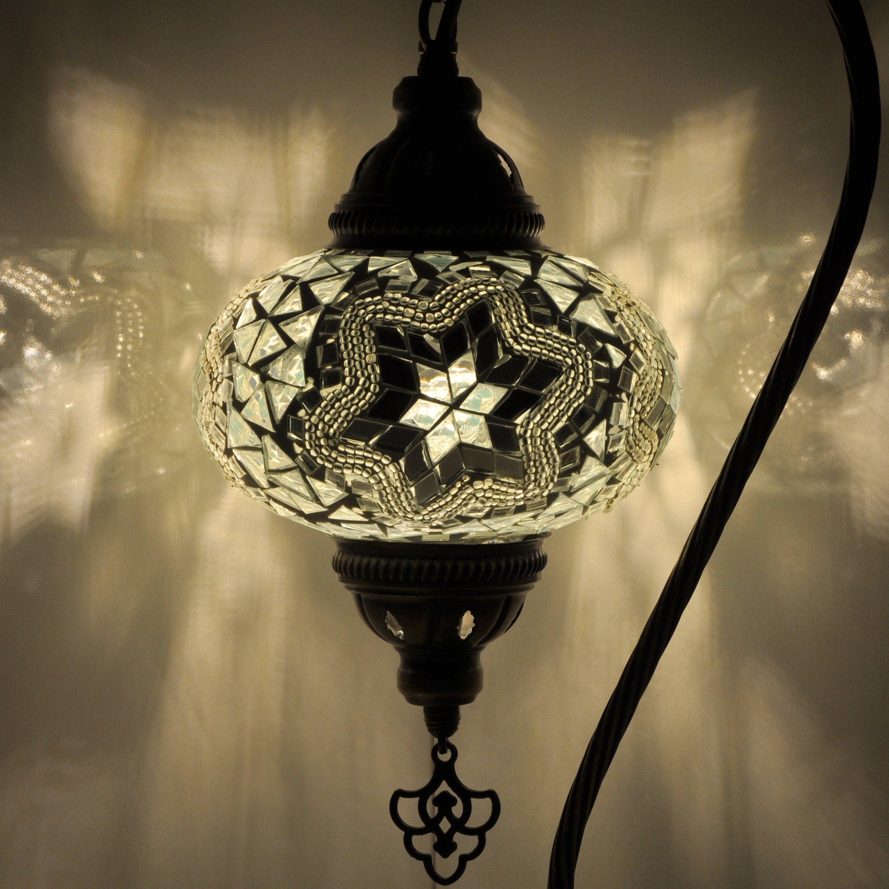 MoslandHome Handmade Turkish Mosaic Swan Neck Table Lamp Mosaic Glass