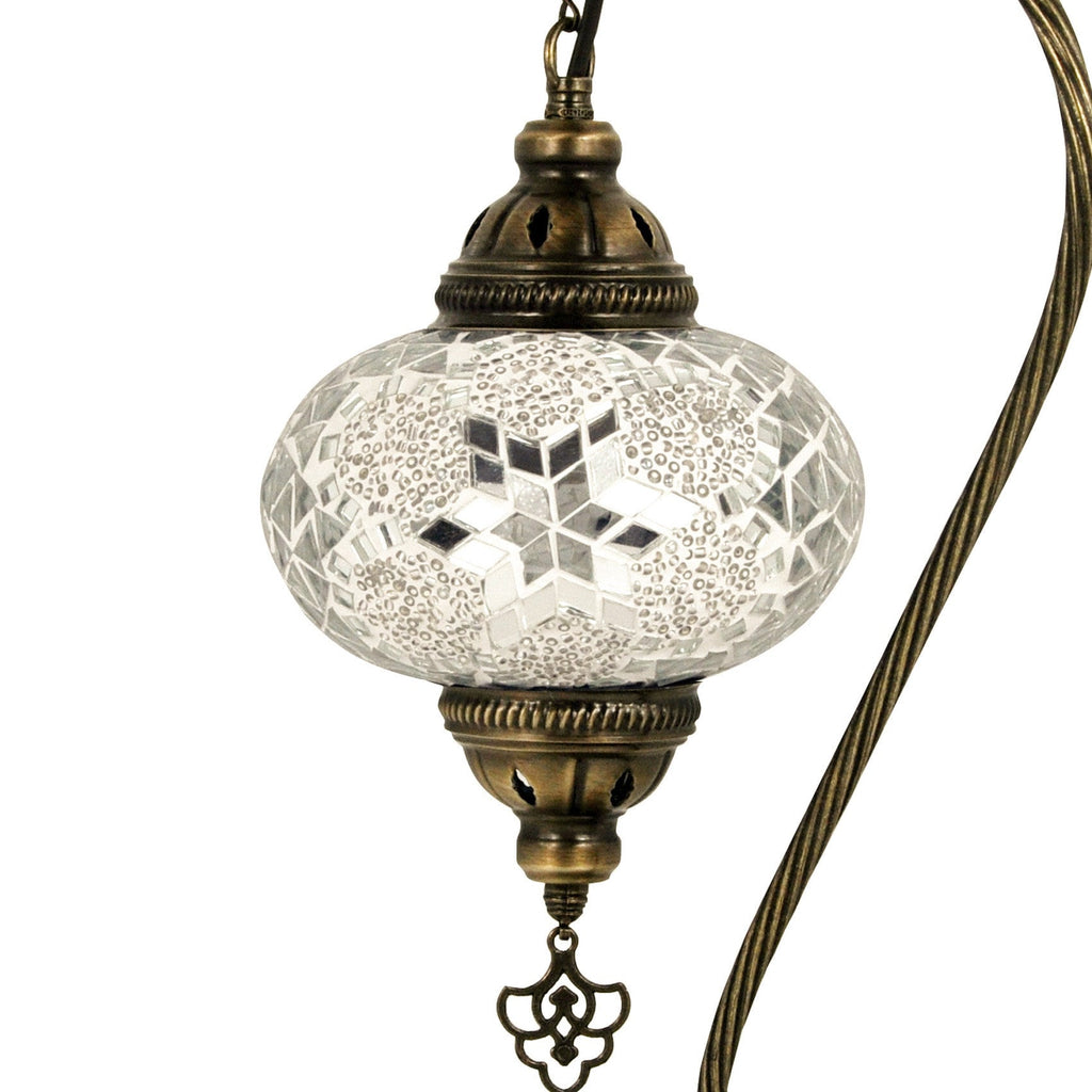MoslandHome Handmade Turkish Mosaic Swan Neck Bedside Table Lamp