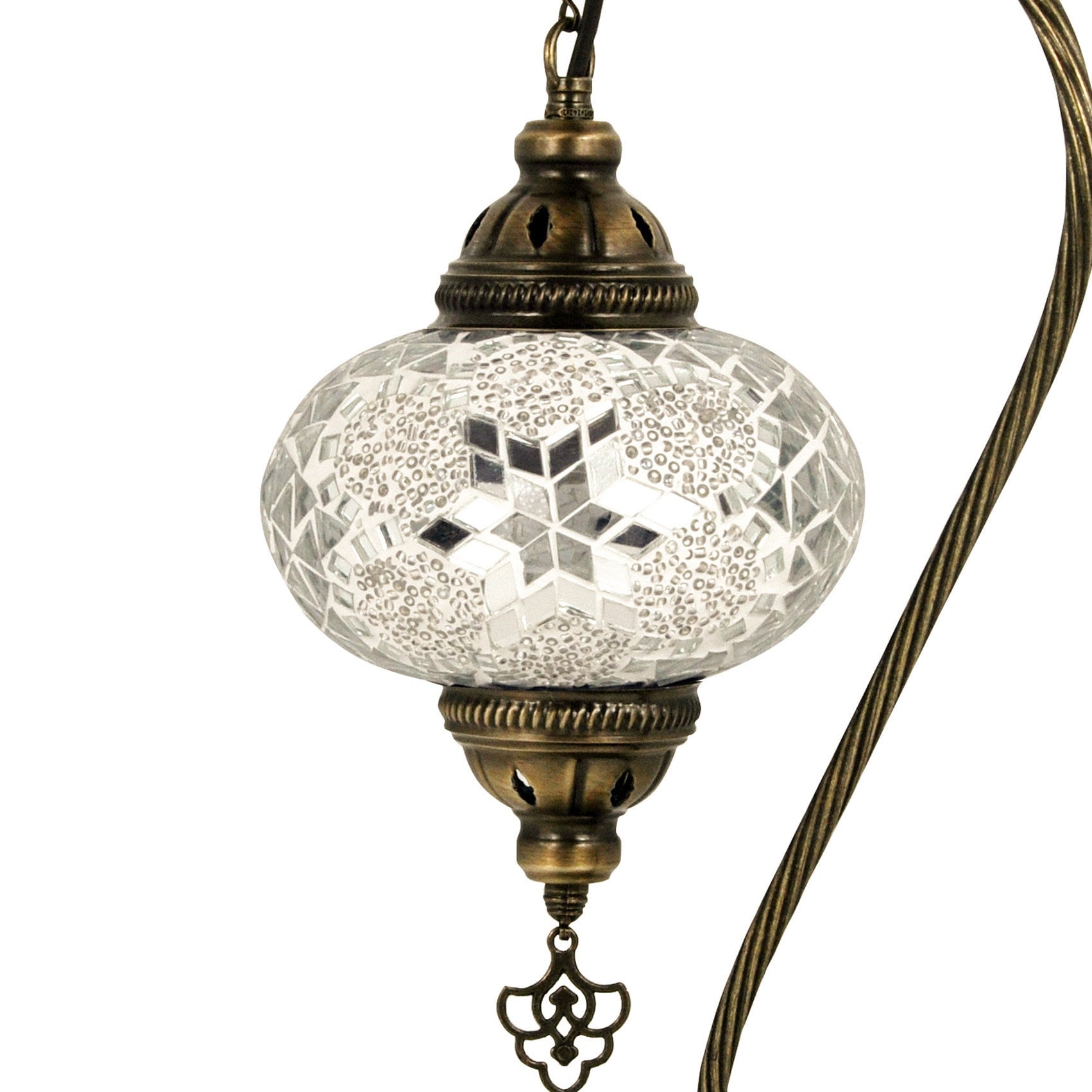MoslandHome Handmade Turkish Mosaic Swan Neck Bedside Table Lamp