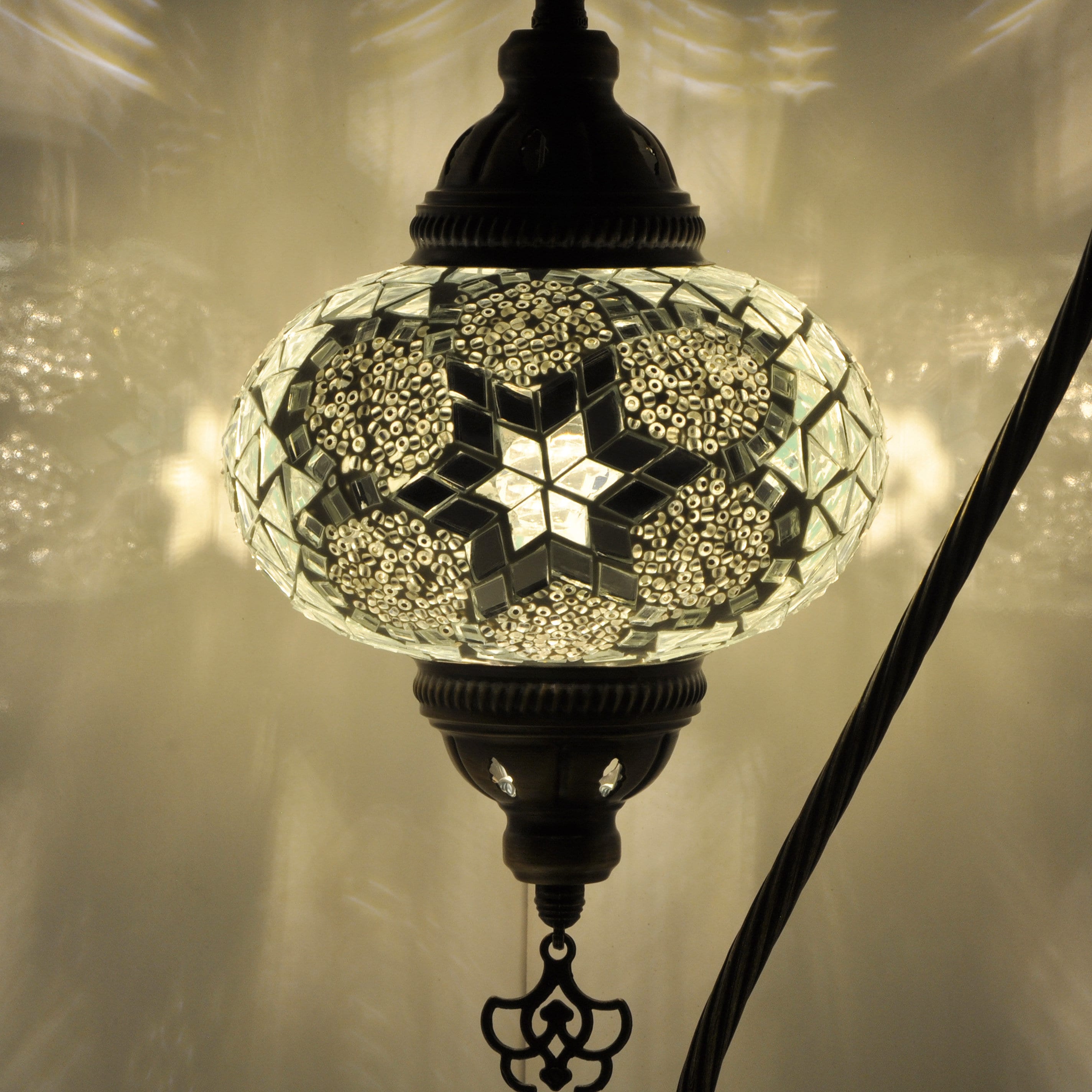 MoslandHome Handmade Turkish Mosaic Swan Neck Bedside Table Lamp
