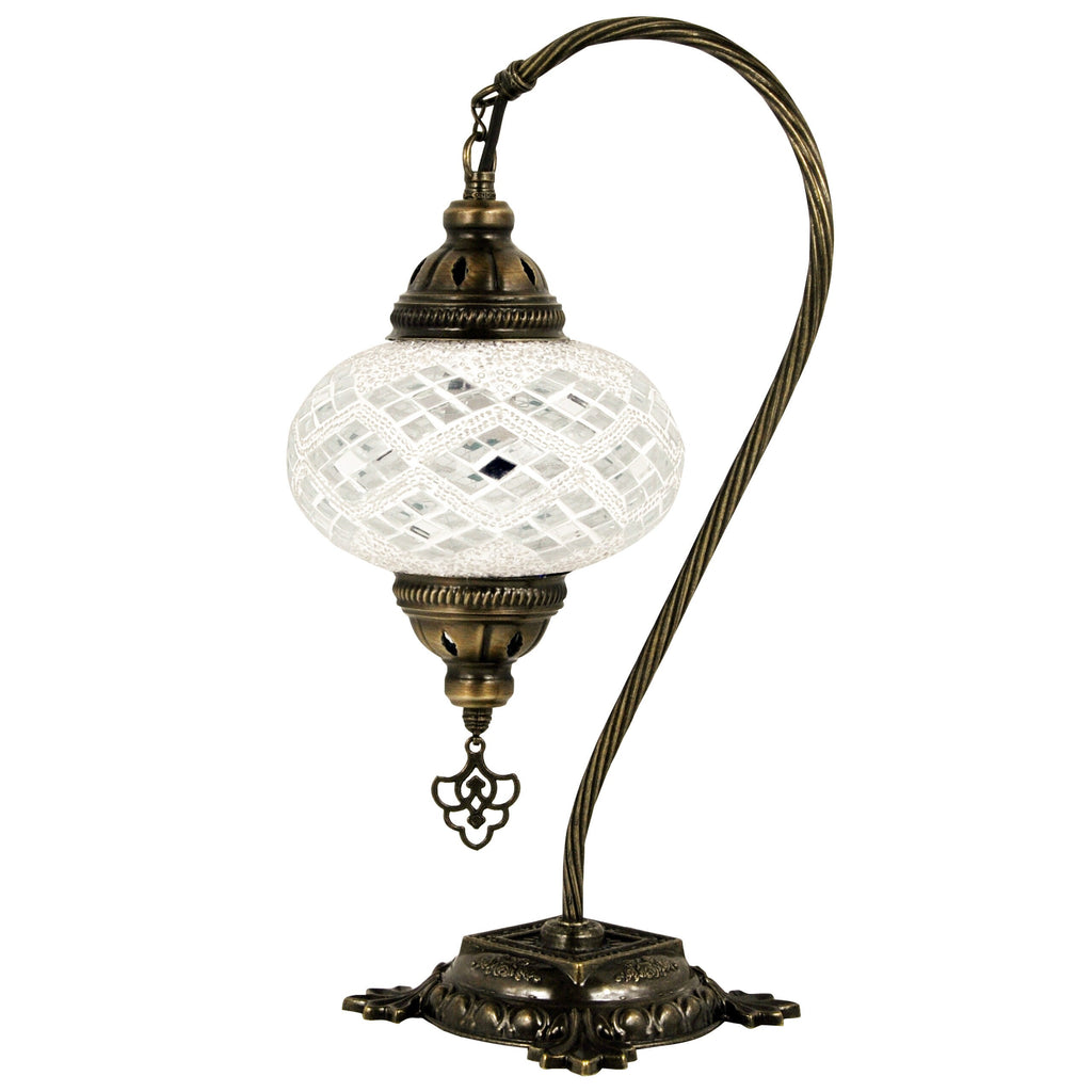MoslandHome Handmade Turkish Mosaic Lamp Swan Neck Table Lamp