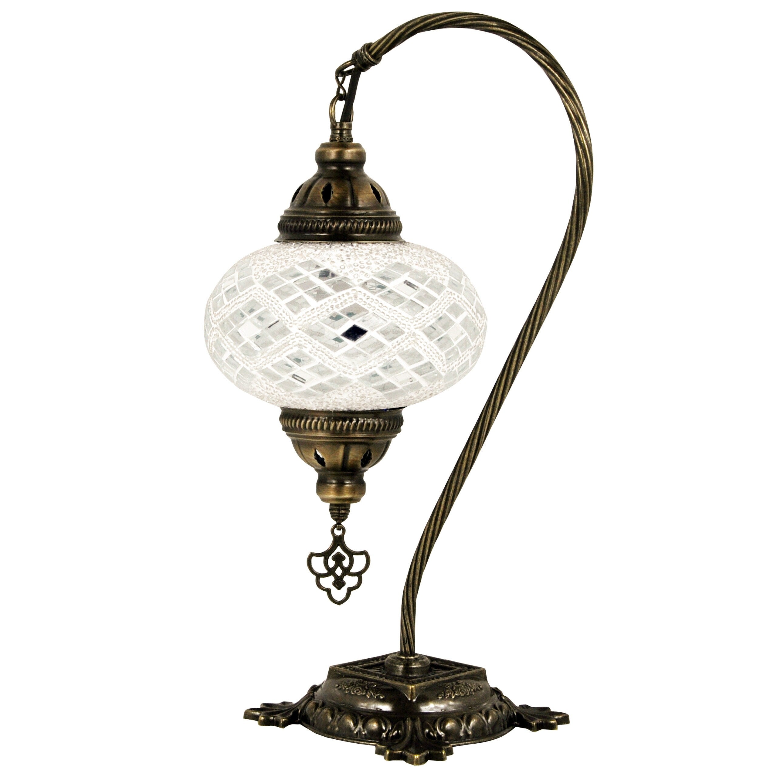 MoslandHome Handmade Turkish Mosaic Lamp Swan Neck Table Lamp
