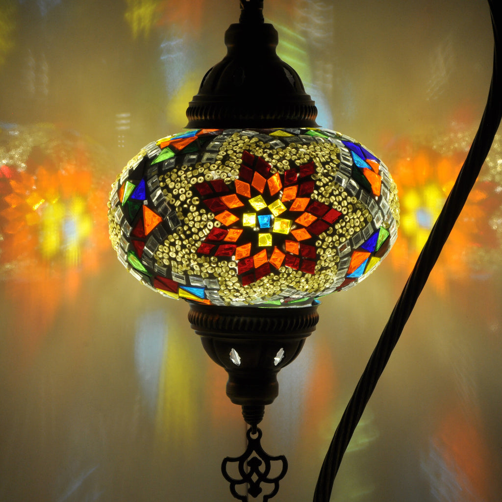 MoslandHome Handmade Turkish Mosaic Table Lamp Swan Neck 6.5in