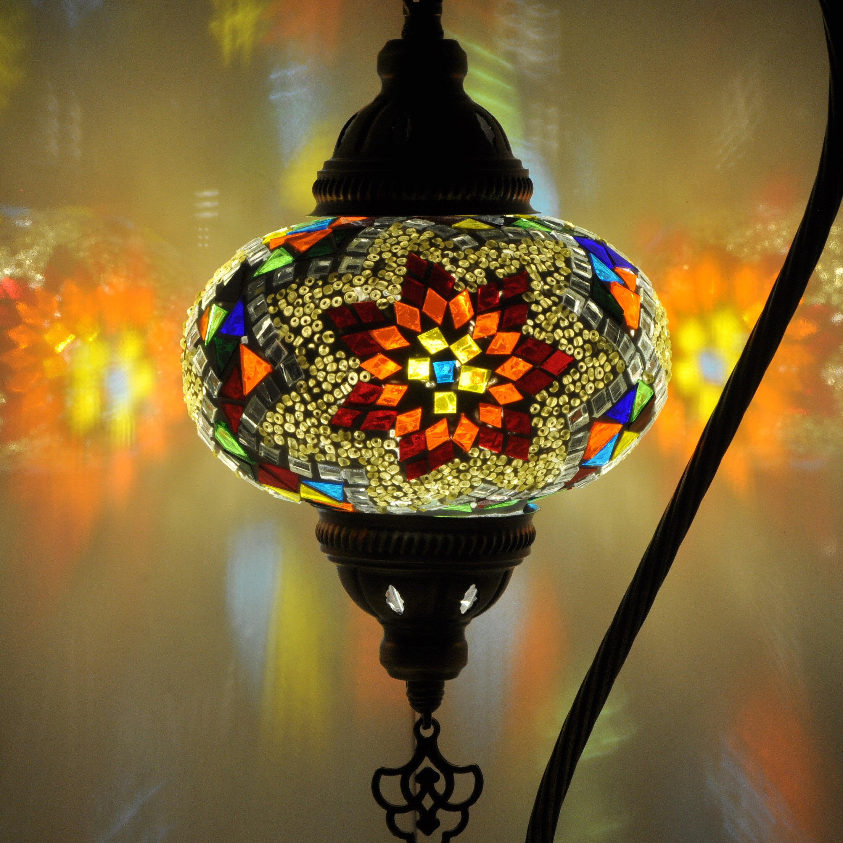 MoslandHome Handmade Turkish Mosaic Table Lamp Swan Neck 6.5in