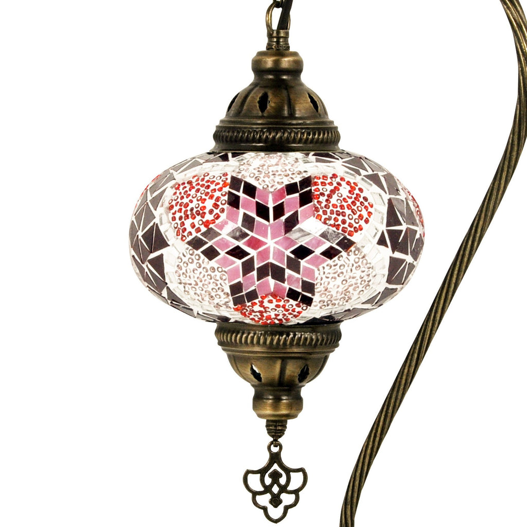 MoslandHome Handmade Turkish Mosaic Glass Swan Neck Table Lamp 6.5in Globe