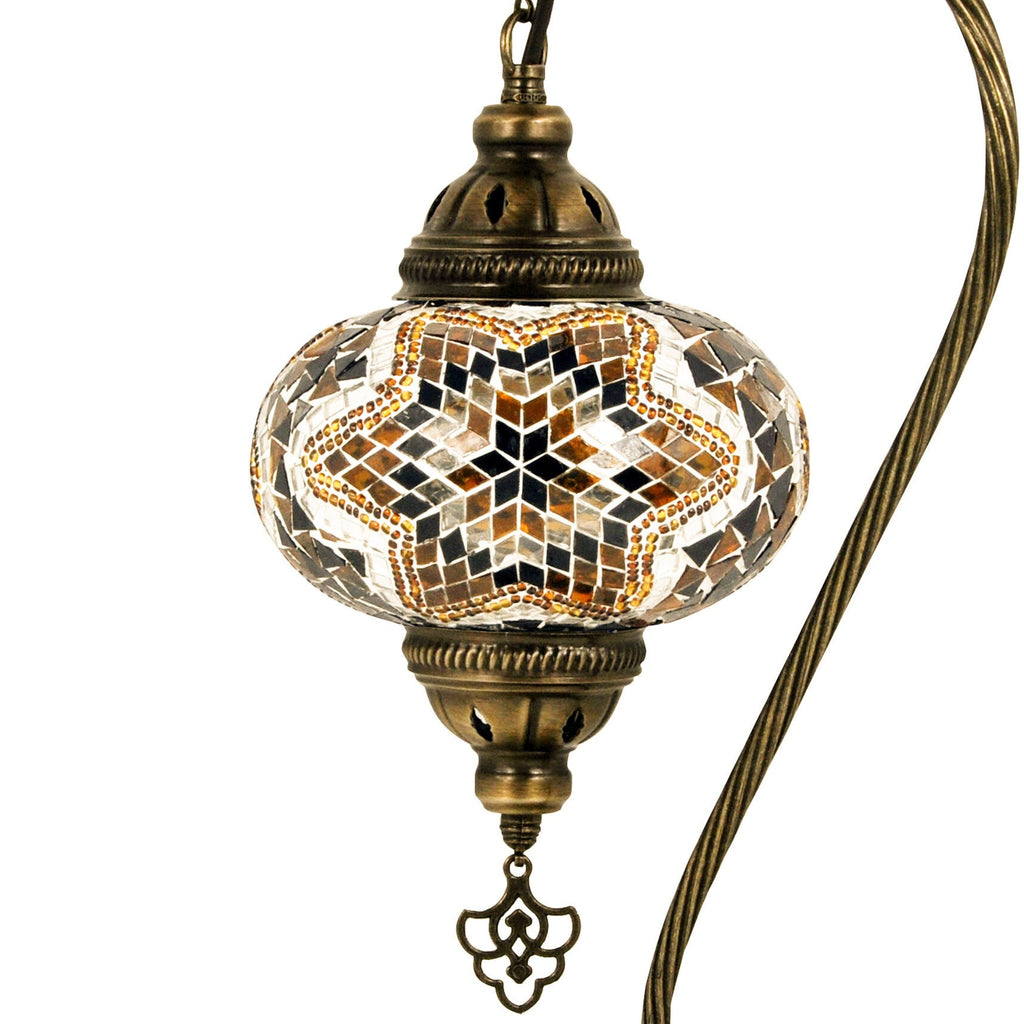 MoslandHome Handmade Turkish Mosaic Lamp Swan Neck Bedside Table Lamp