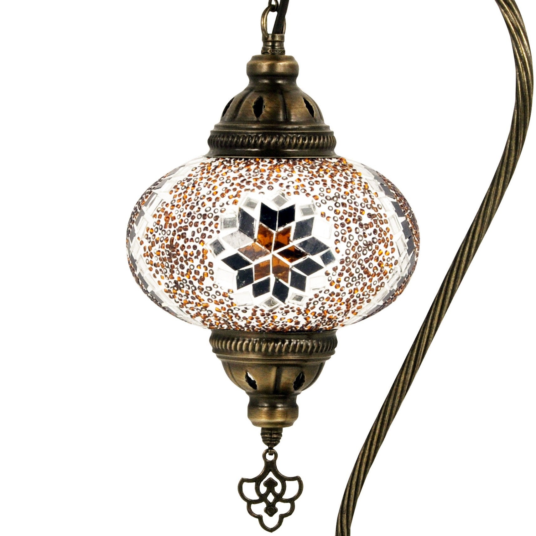 MoslandHome Handmade Turkish Mosaic Lamp Swan Neck Mosaic Glass Table Lamp Gold