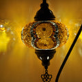 MoslandHome Handmade Turkish Mosaic Lamp Swan Neck Mosaic Glass Table Lamp Gold
