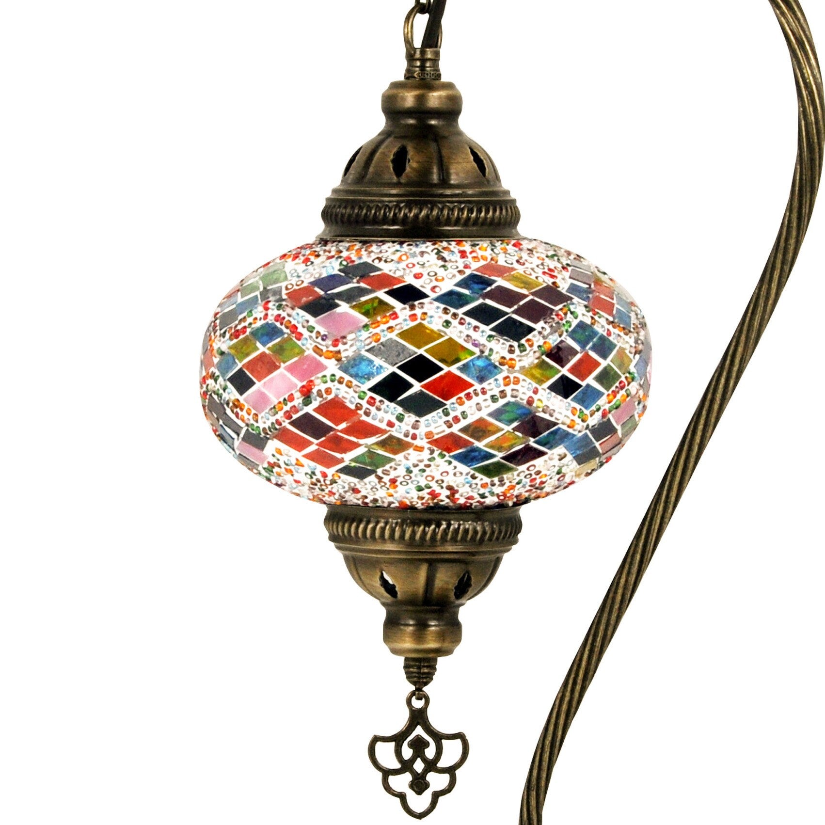 MoslandHome Handmade Turkish Mosaic Swan Neck Table Lamp Mosaic Glass