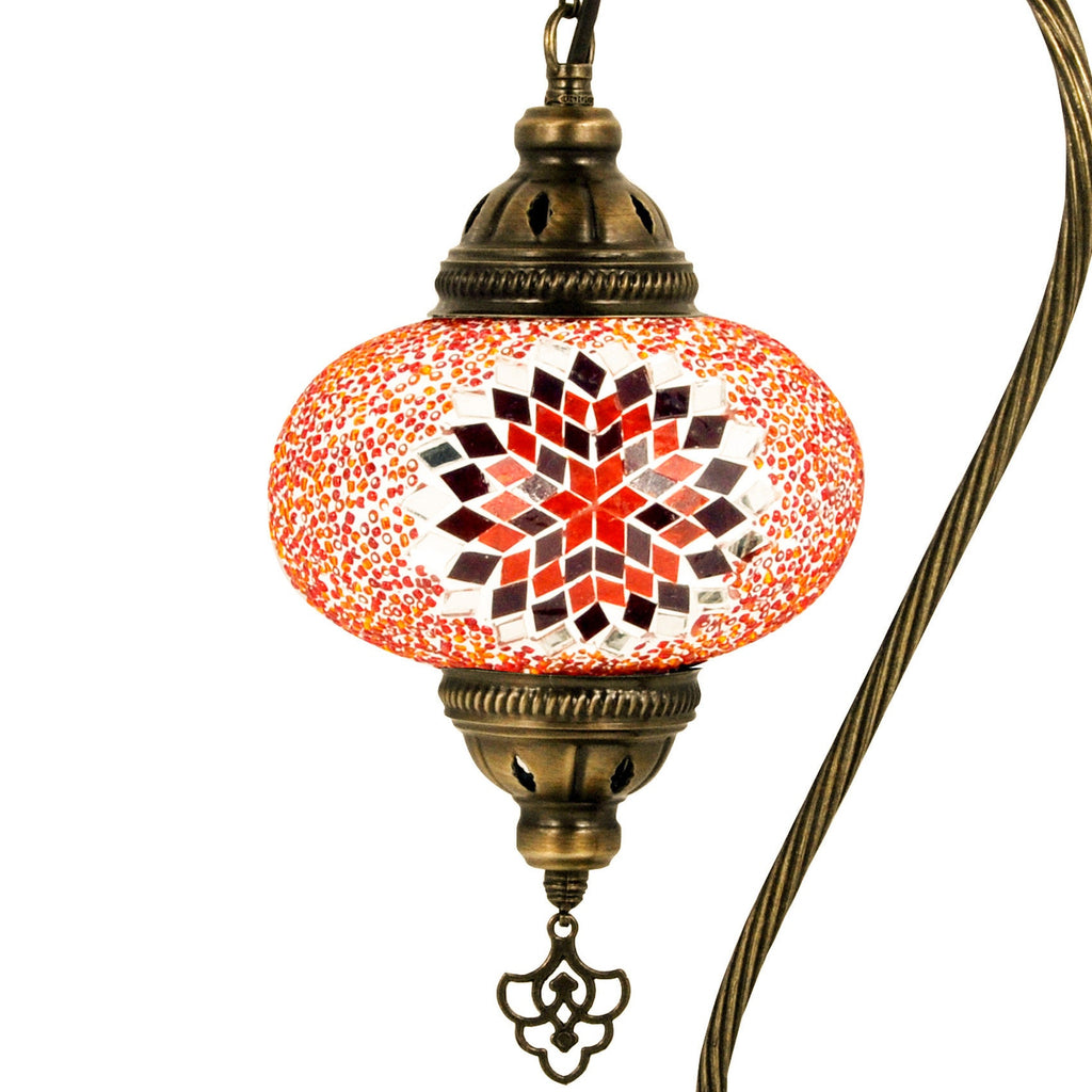 MoslandHome Handmade Turkish Mosaic Swan Neck Table Lamp