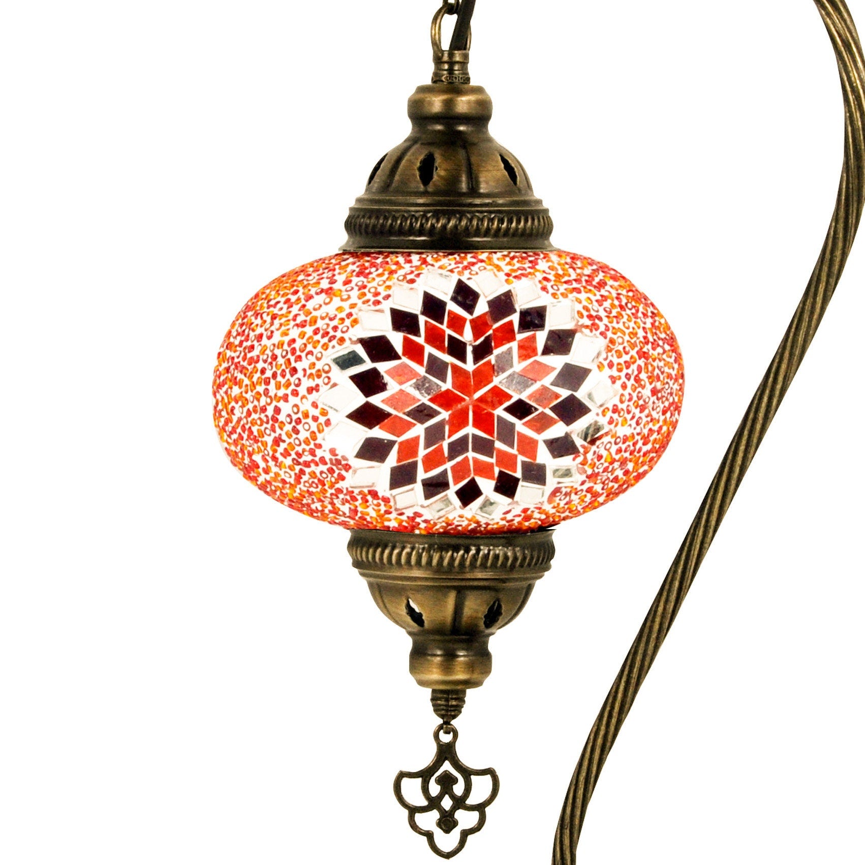 MoslandHome Handmade Turkish Mosaic Swan Neck Table Lamp